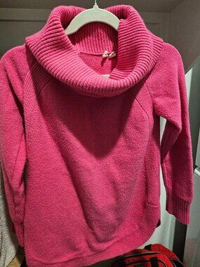 Anthropologie Moth Bright Pink Tunic Brenta Cowl Neck Sweater Women's Size XS